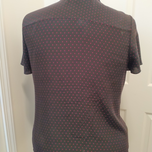 Evan Picone red dots/blk 100% silk blouse - Picture 2 of 4